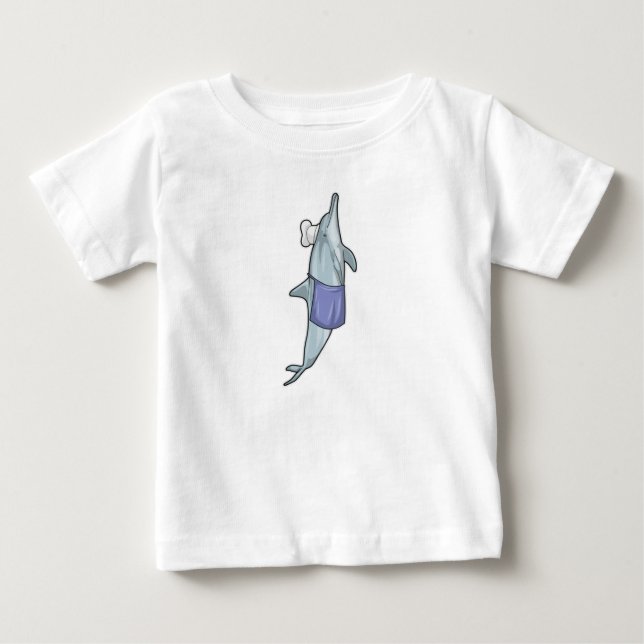 Dolphin als Koch mit Koch Hut Baby T-shirt (Vorderseite)