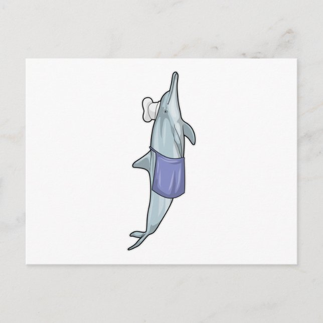 Dolphin als Koch mit Koch Hut Postkarte (Vorderseite)