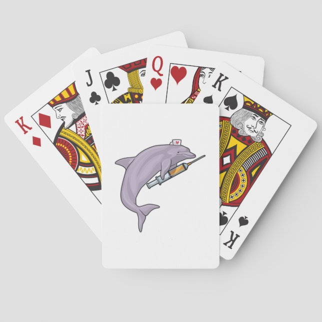 Dolphin als Krankenschwester mit Spritze Spielkarten (Rückseite)