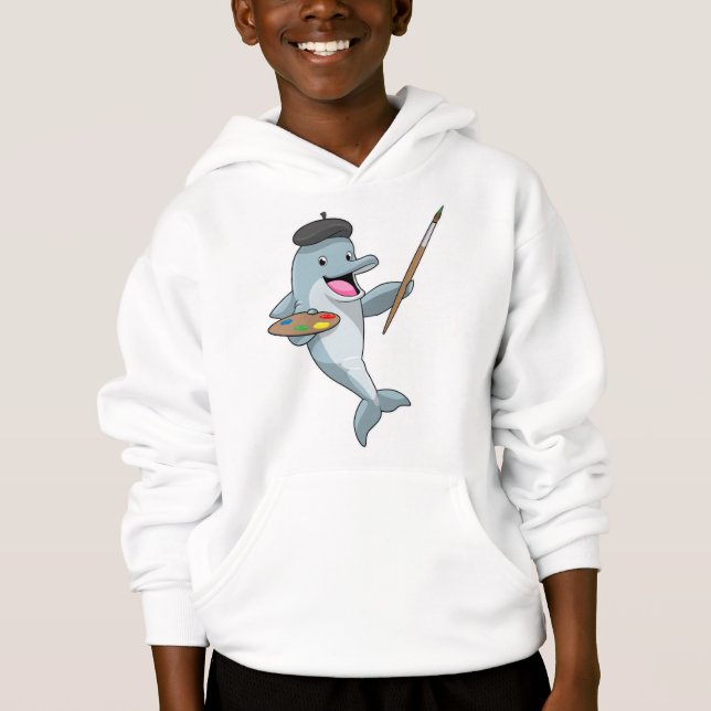 Dolphin als Maler mit Pinsel und Farbe Hoodie (Vorderseite)