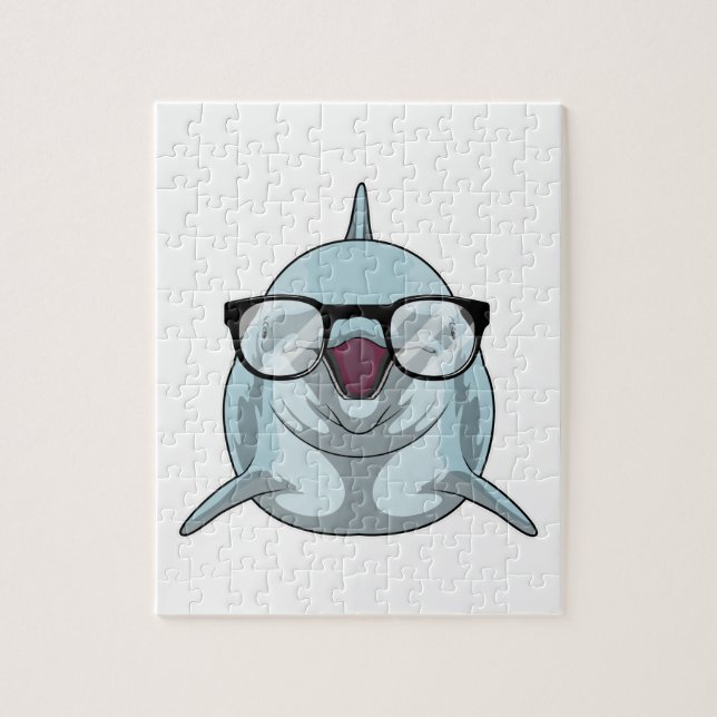 Dolphin als Nerd mit Brille (Vertikal)