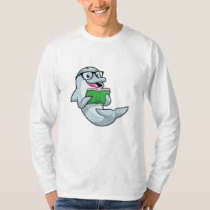 Dolphin als Nerd mit Brille & Book T-Shirt