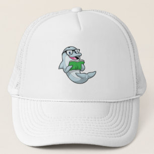 Dolphin als Nerd mit Brille & Book Truckerkappe