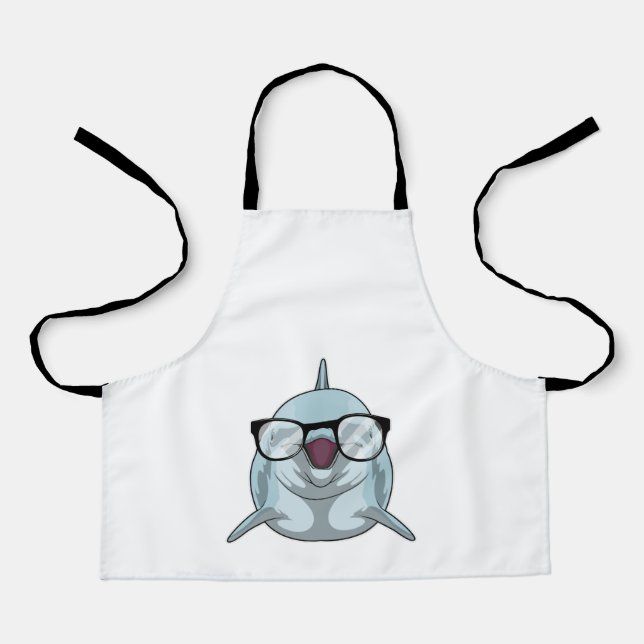 Dolphin als Nerd mit Brille Schürze (Vorderseite)