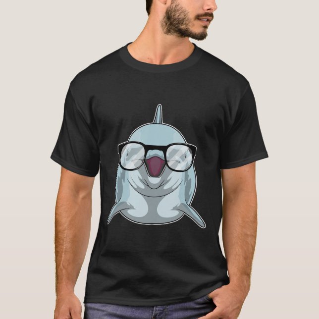 Dolphin als Nerd mit Brille T-Shirt (Vorderseite)