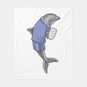 Dolphin als Sekretär mit Papierstapel Fleecedecke