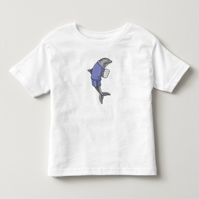 Dolphin als Sekretär mit Papierstapel Kleinkind T-shirt (Vorderseite)