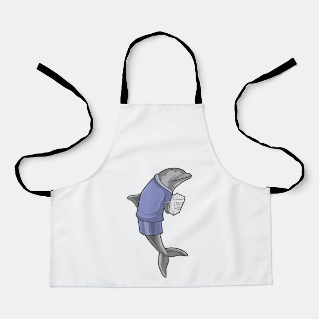 Dolphin als Sekretär mit Papierstapel Schürze (Vorderseite)