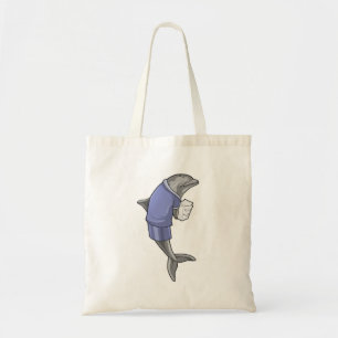 Dolphin als Sekretär mit Papierstapel Tragetasche