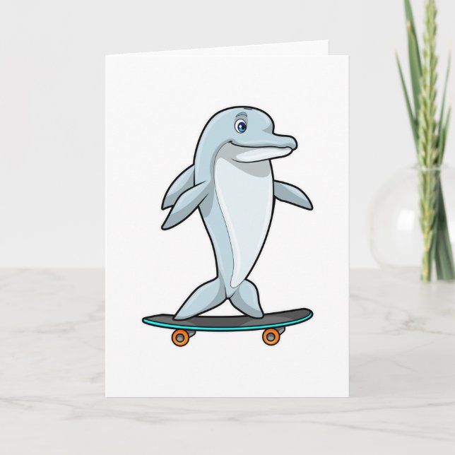 Dolphin als Skater mit Skateboard Karte (Vorderseite)