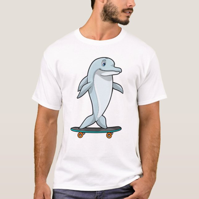 Dolphin als Skater mit Skateboard T-Shirt (Vorderseite)