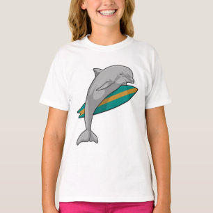 Dolphin als Surfer mit Surfbrett T-Shirt