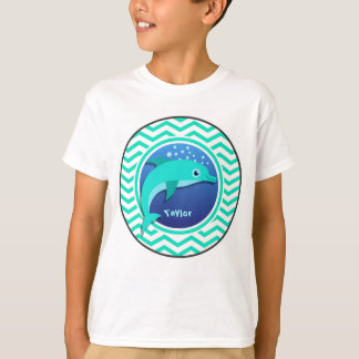 Dolphin; Aqua Green Zickzack T-Shirt