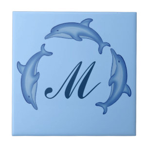 Dolphin Arc Monogram Template Tile Fliese