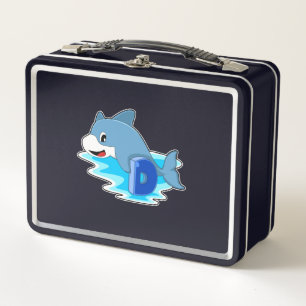 Dolphin at Swimming with Letter Metall Brotdose