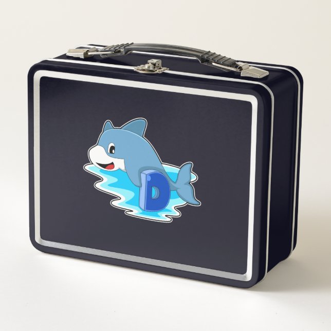 Dolphin at Swimming with Letter Metall Brotdose (Vorderseite)