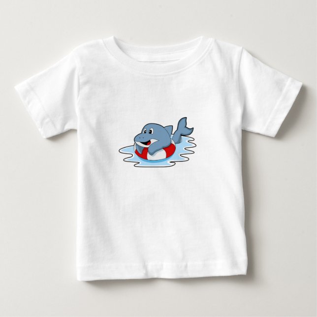 Dolphin at Swimming with Swim ring. Baby T-shirt (Vorderseite)