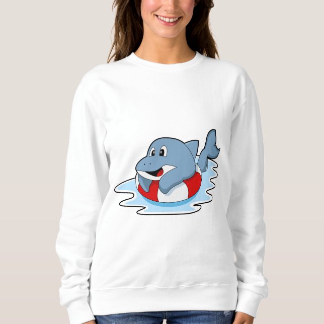 Dolphin at Swimming with Swim ring. Sweatshirt (Vorderseite)