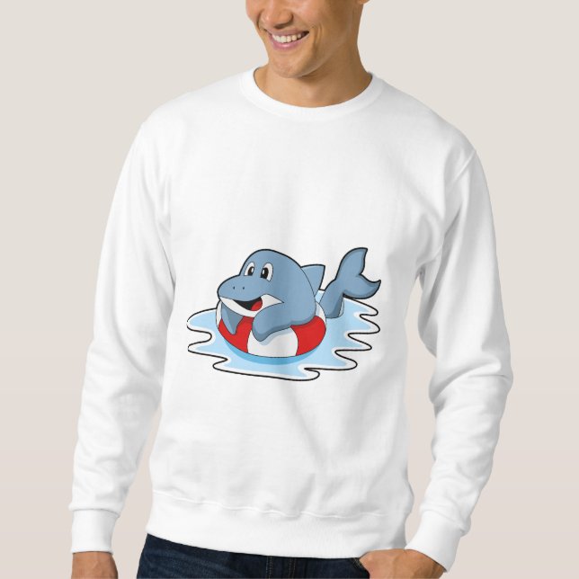 Dolphin at Swimming with Swim ring. Sweatshirt (Vorderseite)