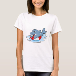 Dolphin at Swimming with Swim ring. T-Shirt