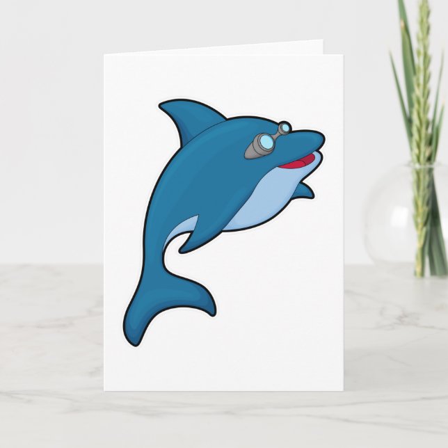 Dolphin at Swimming with Swimming goggles Karte (Vorderseite)