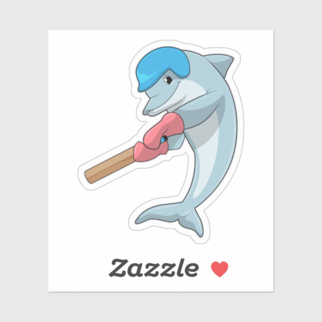 Dolphin auf Cricket mit Cricket-Fledermaus Aufkleber (Blatt)