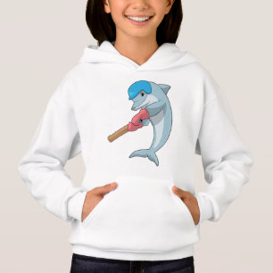Dolphin auf Cricket mit Cricket-Fledermaus Hoodie