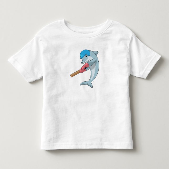 Dolphin auf Cricket mit Cricket-Fledermaus Kleinkind T-shirt (Vorderseite)