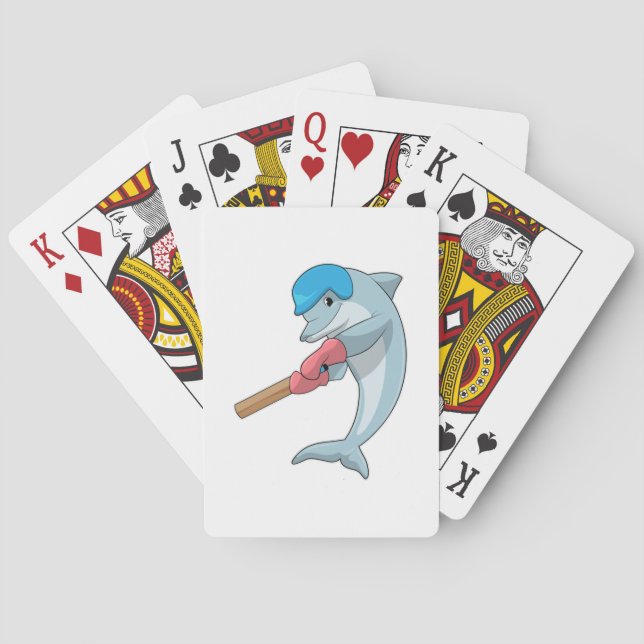 Dolphin auf Cricket mit Cricket-Fledermaus Spielkarten (Rückseite)