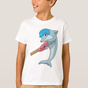 Dolphin auf Cricket mit Cricket-Fledermaus T-Shirt