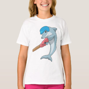 Dolphin auf Cricket mit Cricket-Fledermaus T-Shirt