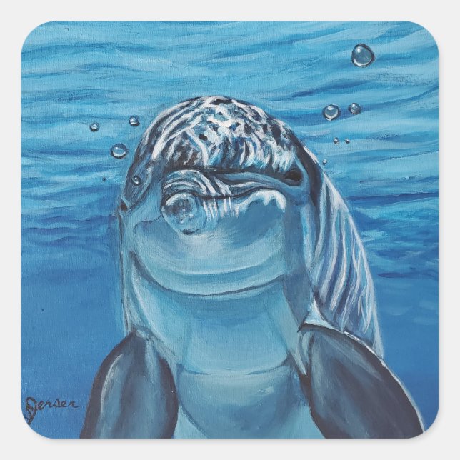 Dolphin-Aufkleber Quadratischer Aufkleber (Vorderseite)