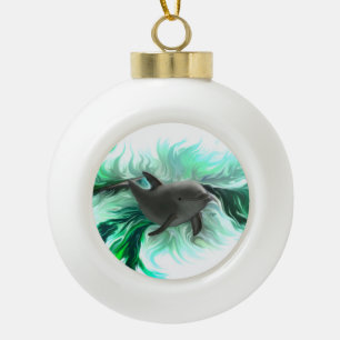Dolphin Baby Keramik Kugel-Ornament
