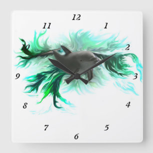 Dolphin Baby Quadratische Wanduhr