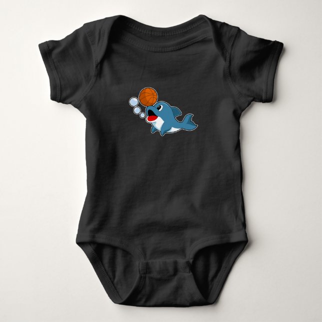 Dolphin Basketball player Basketball Baby Strampler (Vorderseite)