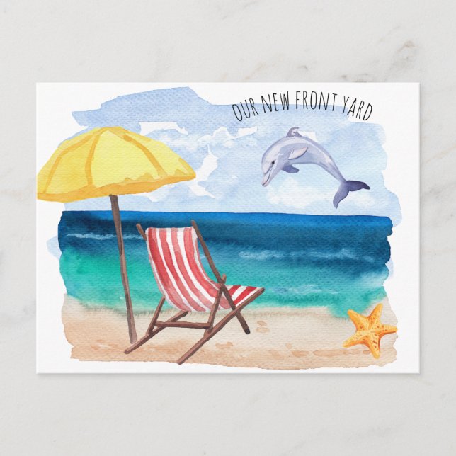 Dolphin Beach Scene - neue Adresse Ankündigungspostkarte (Vorderseite)