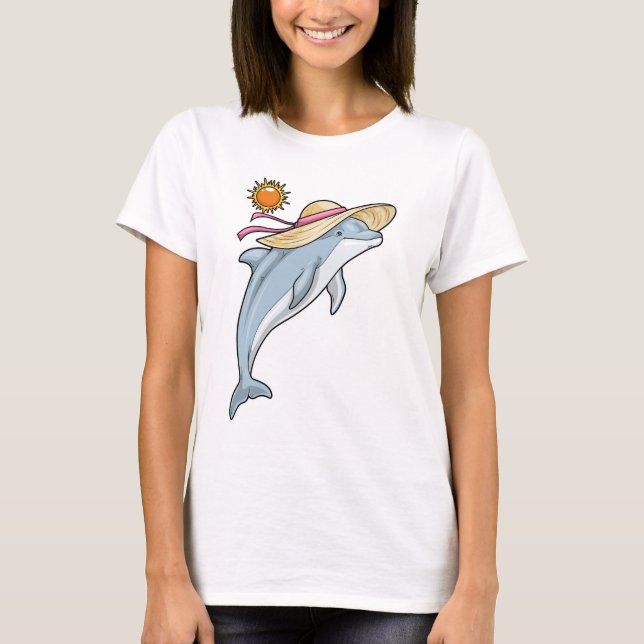 Dolphin Beach Straw hat Summer T-Shirt (Vorderseite)