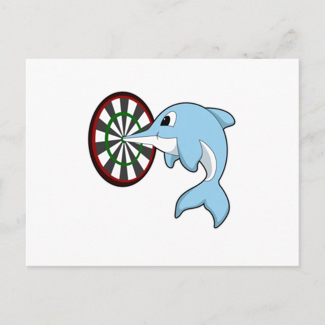 Dolphin bei Dartboard Postkarte (Vorderseite)