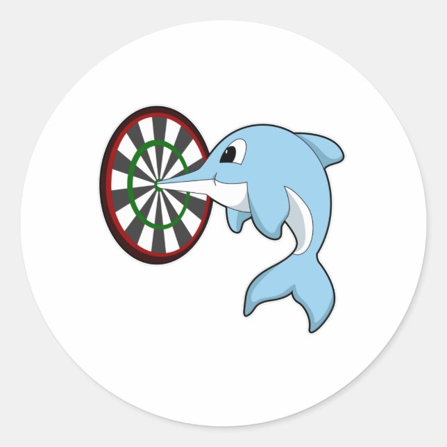 Dolphin bei Dartboard Runder Aufkleber (Vorderseite)
