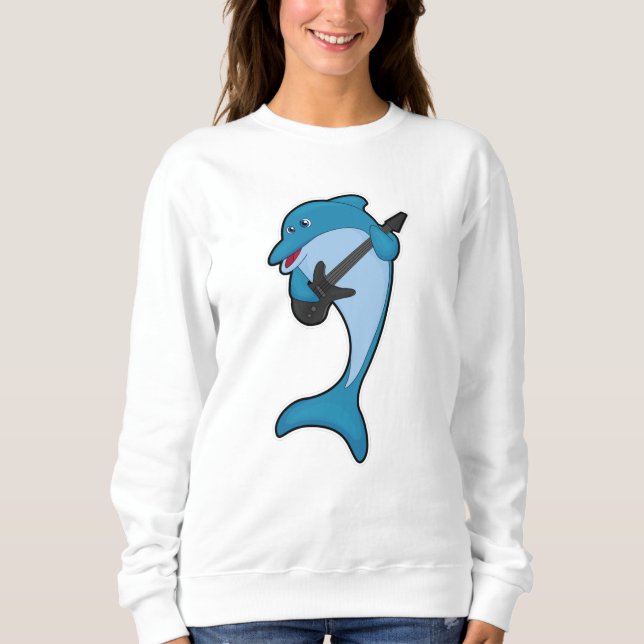 Dolphin bei Musik mit Gitarre Sweatshirt (Vorderseite)