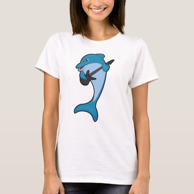 Dolphin bei Musik mit Gitarre T-Shirt (Vorderseite)