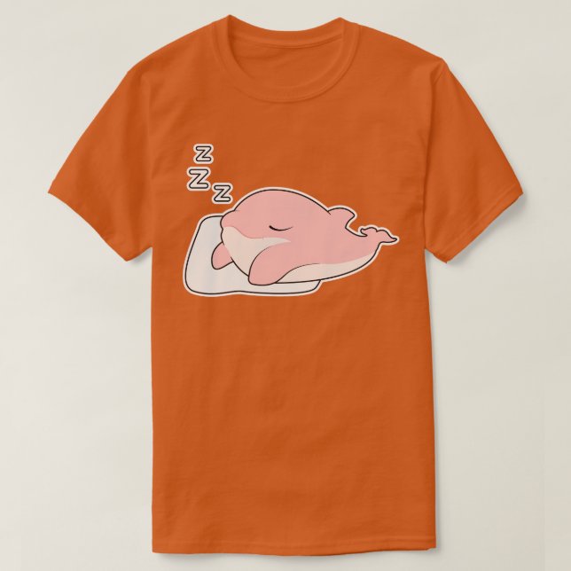 Dolphin bei Schlafen auf Kissen T-Shirt (Design vorne)