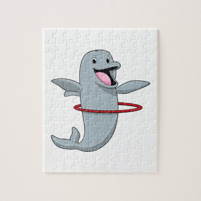 Dolphin beim Ausdauertraining mit Reifen der Fitne (Vertikal)