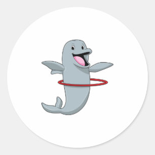 Dolphin beim Ausdauertraining mit Reifen der Fitne Runder Aufkleber