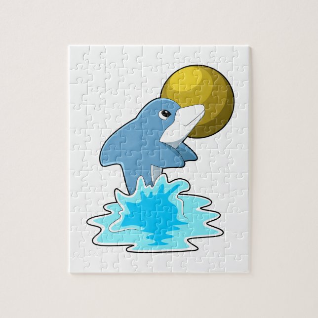 Dolphin beim Baden mit dem Mond (Vertikal)