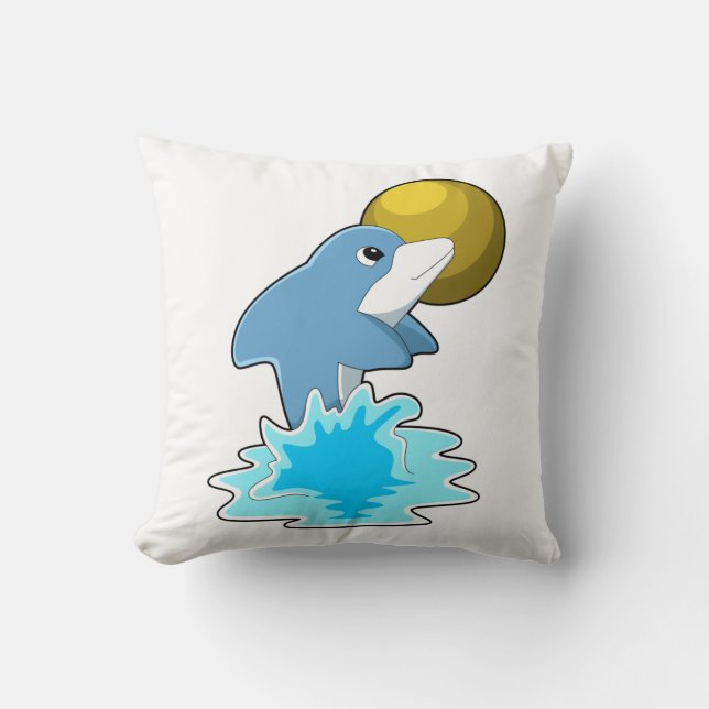 Dolphin beim Baden mit dem Mond Kissen (Vorderseite)