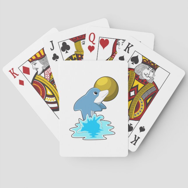 Dolphin beim Baden mit dem Mond Spielkarten (Rückseite)
