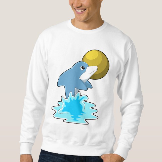 Dolphin beim Baden mit dem Mond Sweatshirt (Vorderseite)