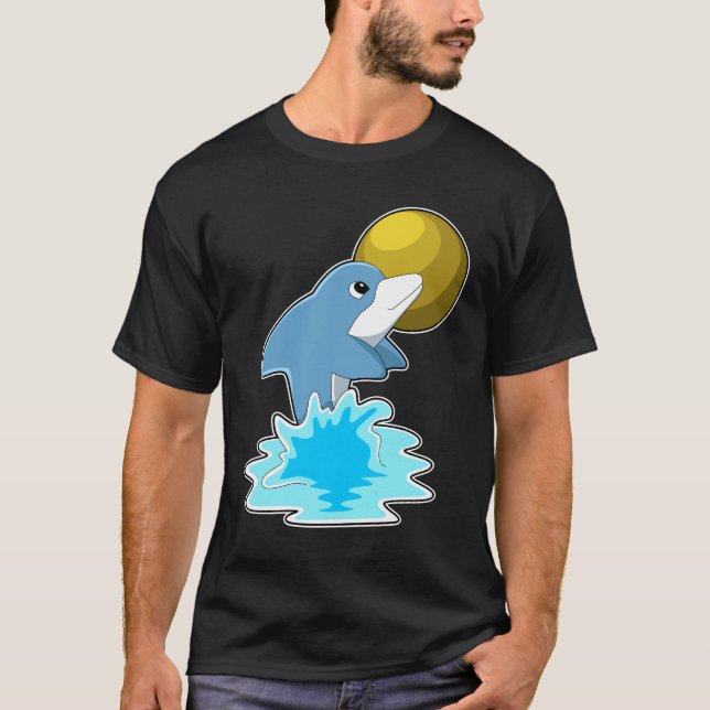 Dolphin beim Baden mit dem Mond T-Shirt (Vorderseite)