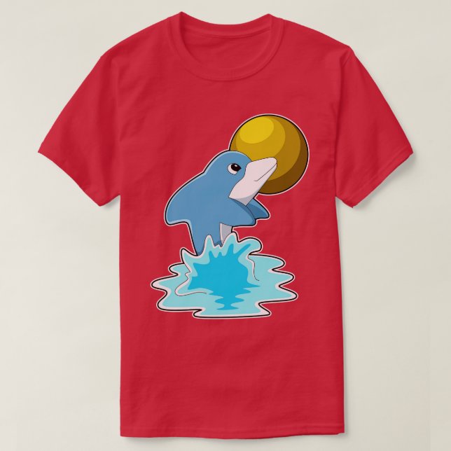 Dolphin beim Baden mit dem Mond T-Shirt (Design vorne)
